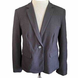 Liz Claiborne Blazer Women's Size 4P  Charcoal Black Padded Shoulders Lined‎